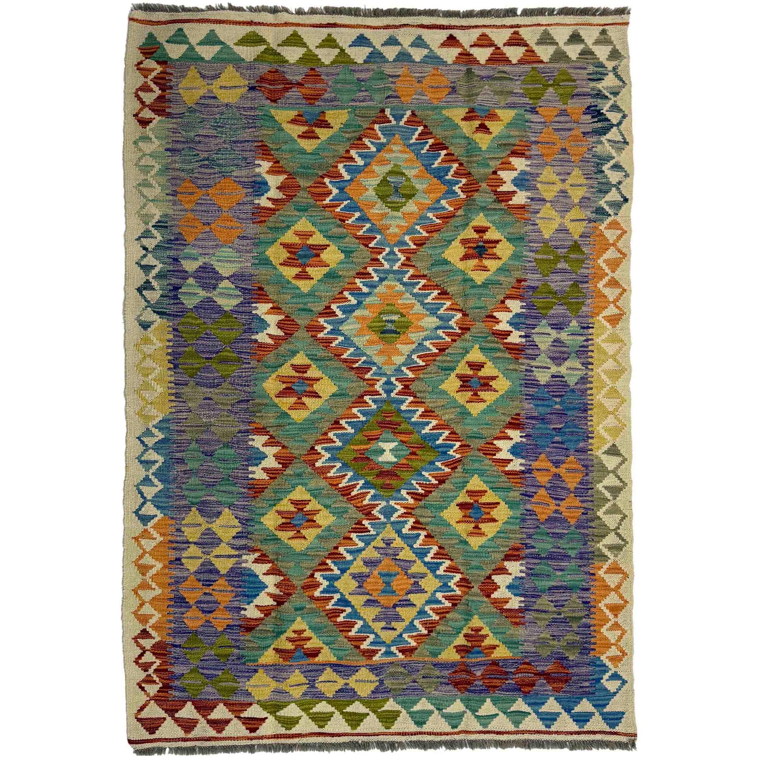 Handmade Vegetable Kilim 4' 2" x 6' 6" (ft) - No. Y39488