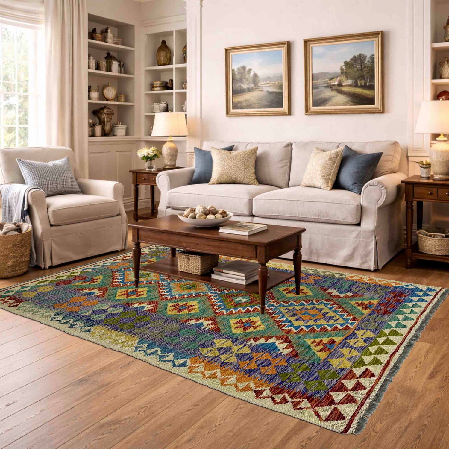 Handmade Vegetable Kilim 4' 2" x 6' 6" (ft) - No. Y39488