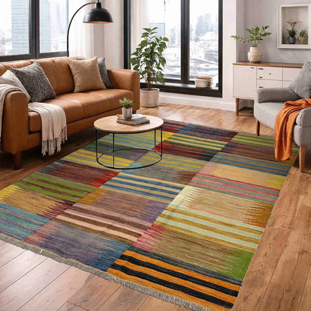 Handmade Vegetable Kilim 4' 9" x 6' 6" (ft) - No. Y39489