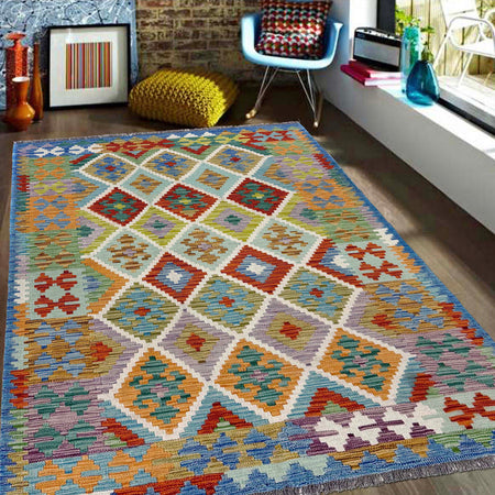 Handmade Vegetable Kilim 4' 2" x 6' 4" (ft) - No. Y39490