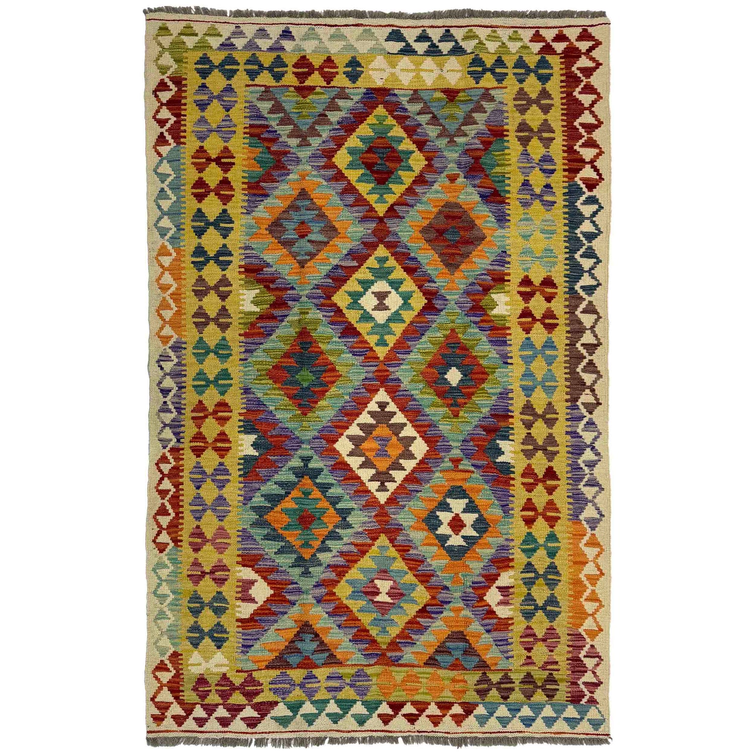 Handmade Vegetable Kelim 4' 2" x 6' 11" (ft) - No. Y39491