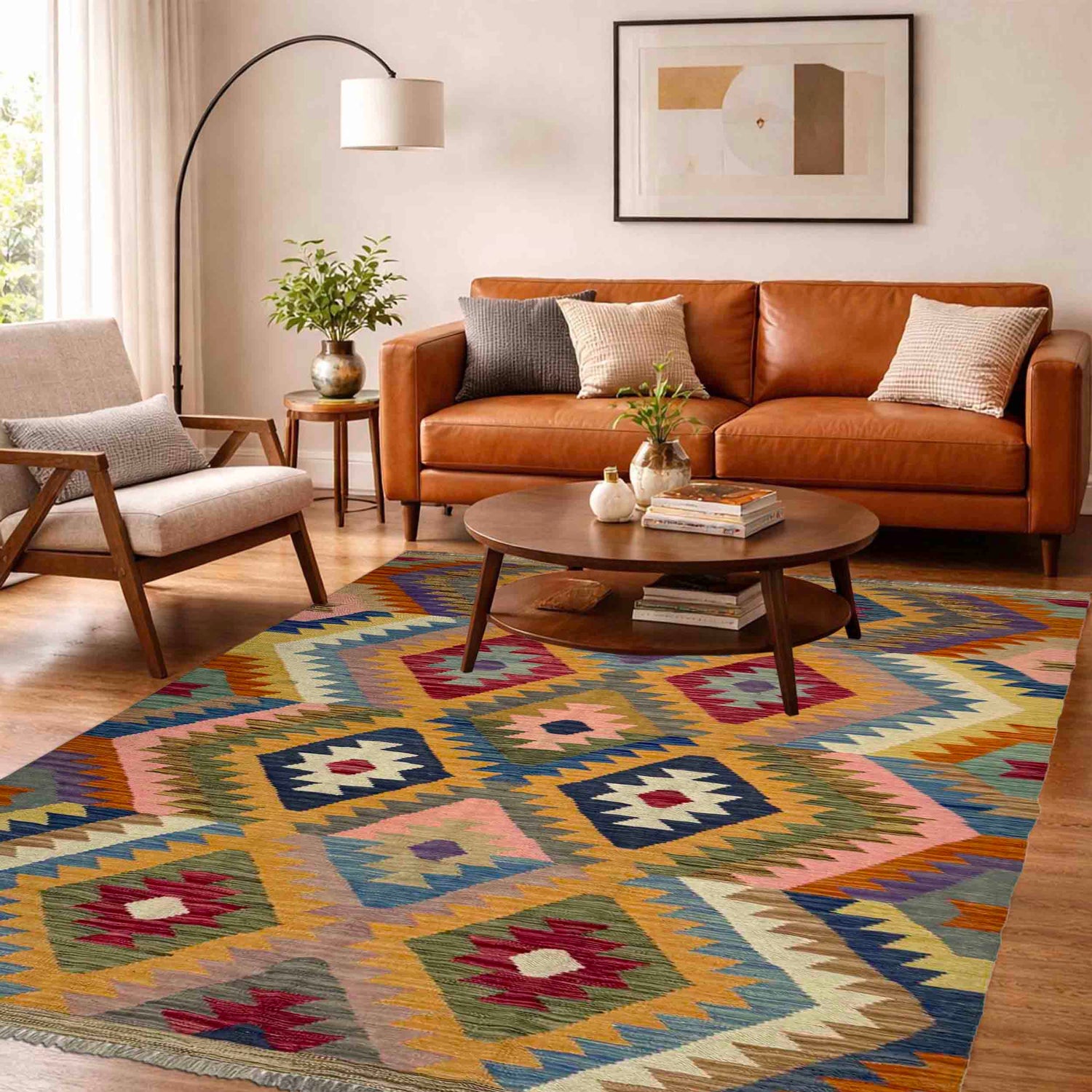 Handmade Vegetable Kilim 4' 2" x 6' 0" (ft) - No. Y39493