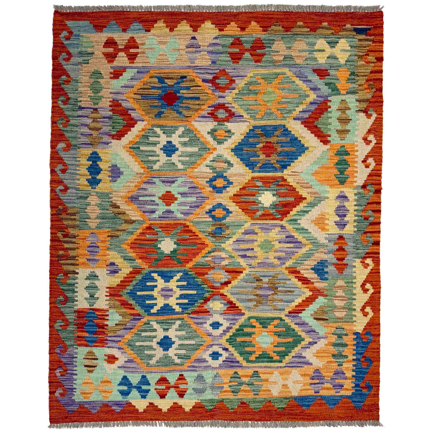 Handmade Vegetable Kilim 4' 1" x 5' 6" (ft) - No. Y39497