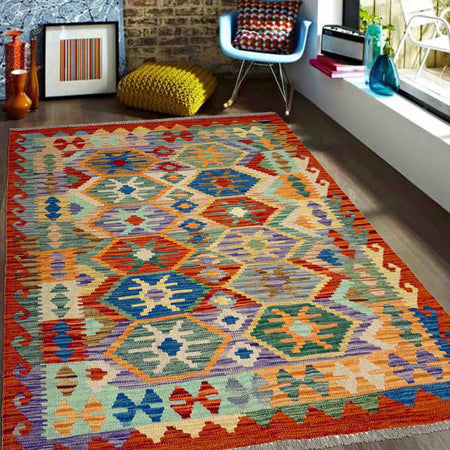 Handmade Vegetable Kilim 4' 1" x 5' 6" (ft) - No. Y39497