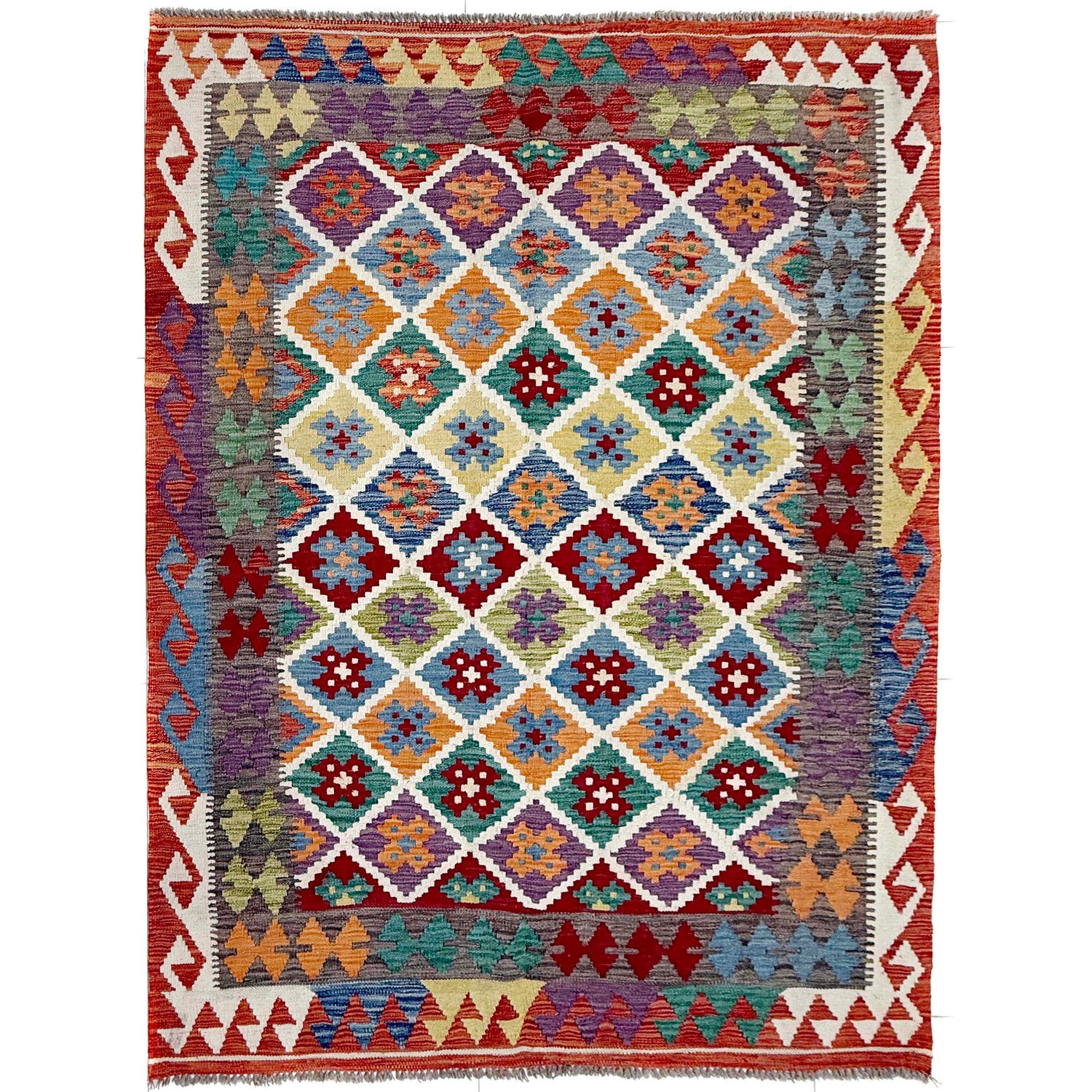Handmade Vegetable Kilim 4' 8" x 6' 3" (ft) - No. Y39498