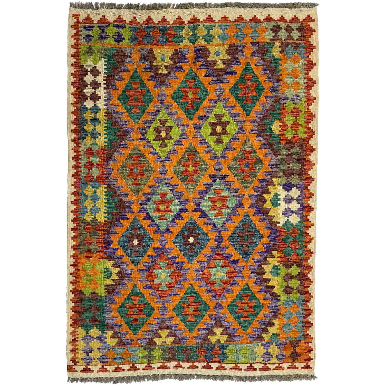 Handmade Vegetable Kelim 4' 2" x 6' 0" (ft) - No. Y39500