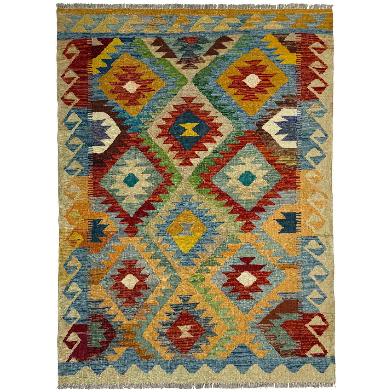 Handmade Vegetable Kilim 4' 2" x 5' 10" (ft) - No. Y39503