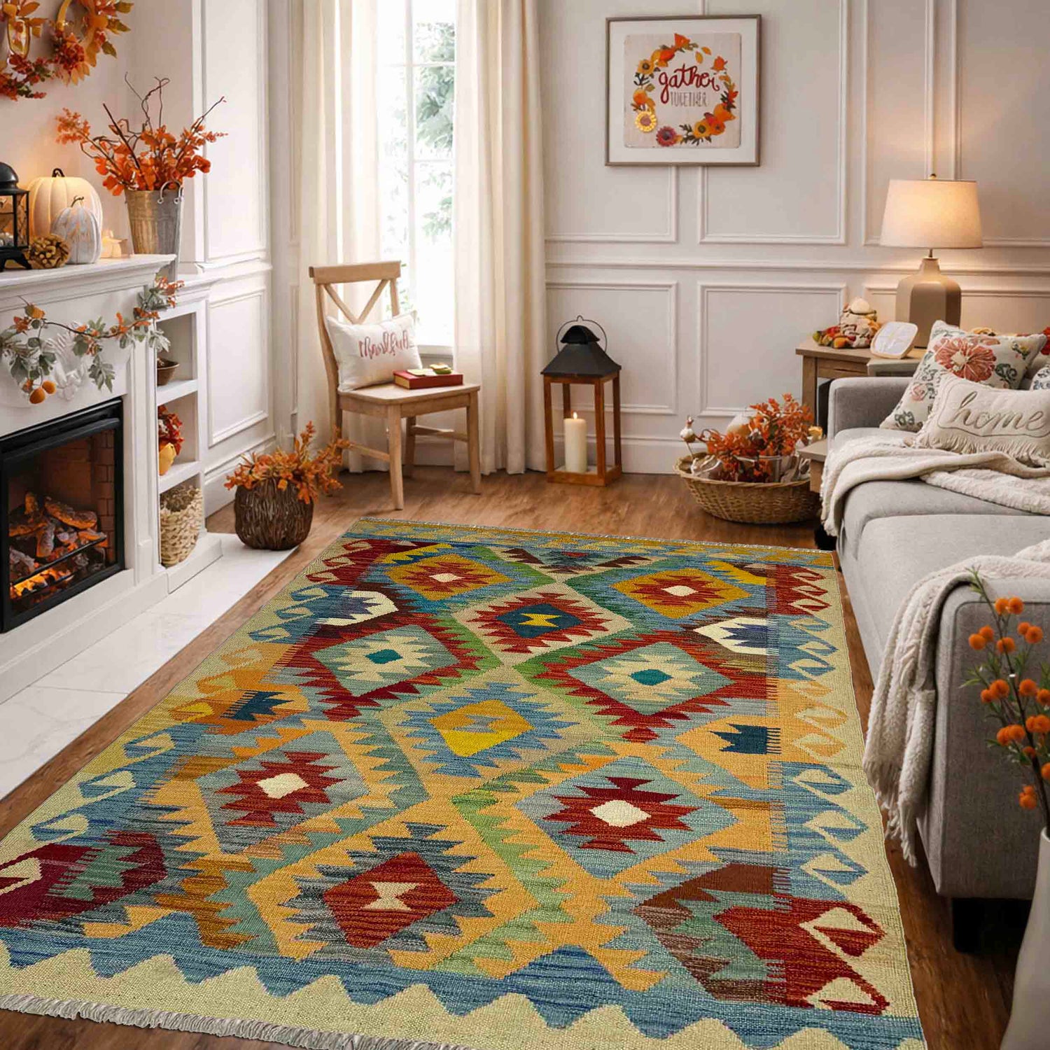 Handmade Vegetable Kilim 4' 2" x 5' 10" (ft) - No. Y39503