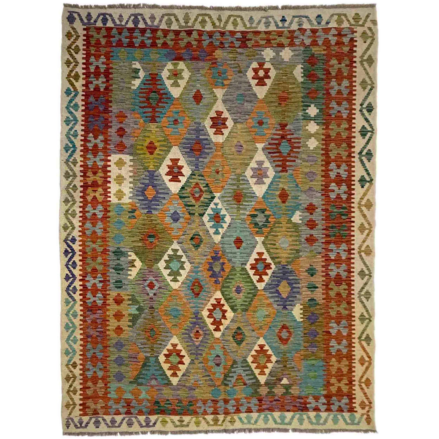 Handmade Vegetable Kilim 5' 9" x 7' 11" (ft) - No. Y39505