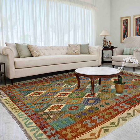 Handmade Vegetable Kilim 5' 9" x 7' 11" (ft) - No. Y39505
