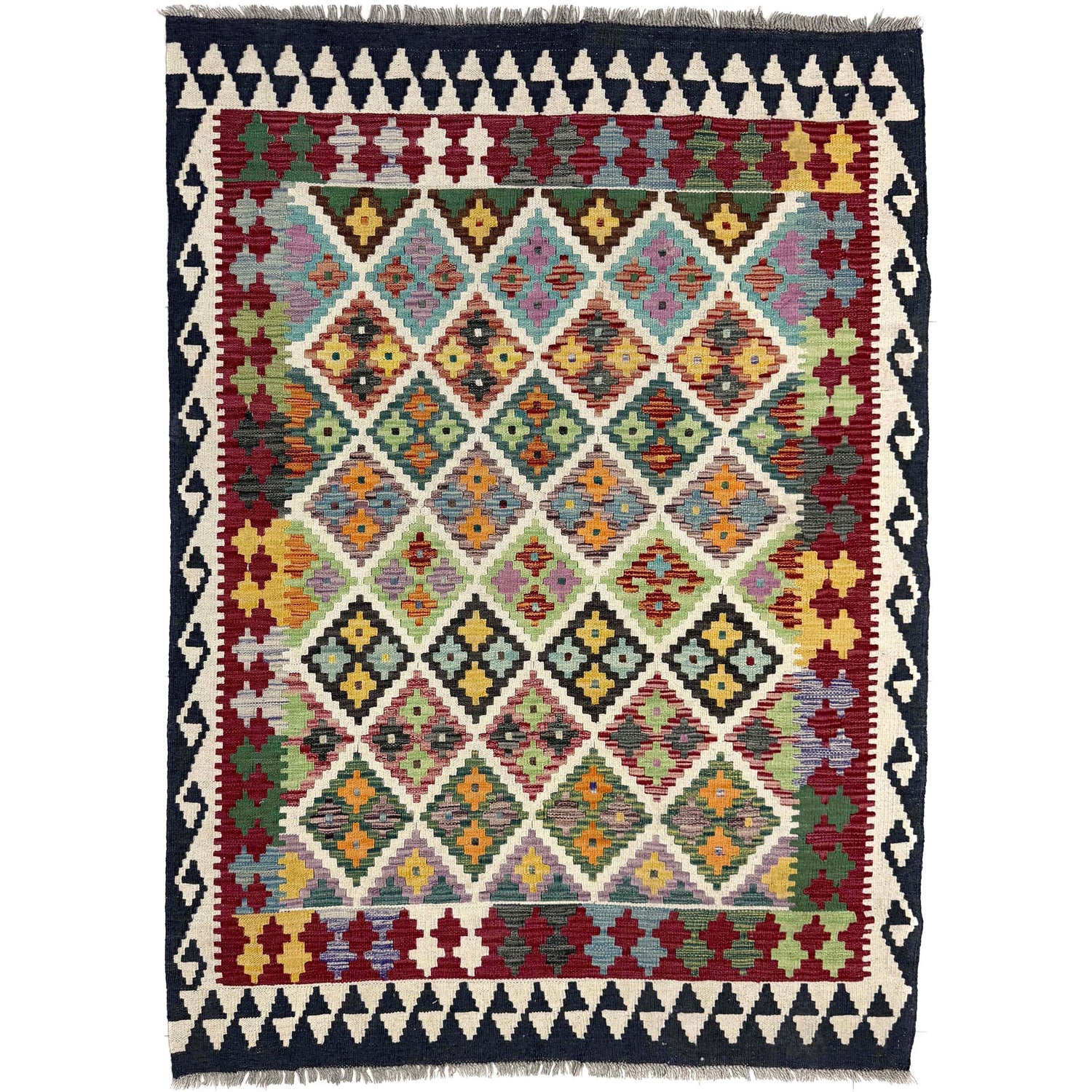 Handmade Vegetable Kilim 4' 6" x 5' 8" (ft) - No. Y39506