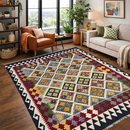 Handmade Vegetable Kilim 4' 6" x 5' 8" (ft) - No. Y39506