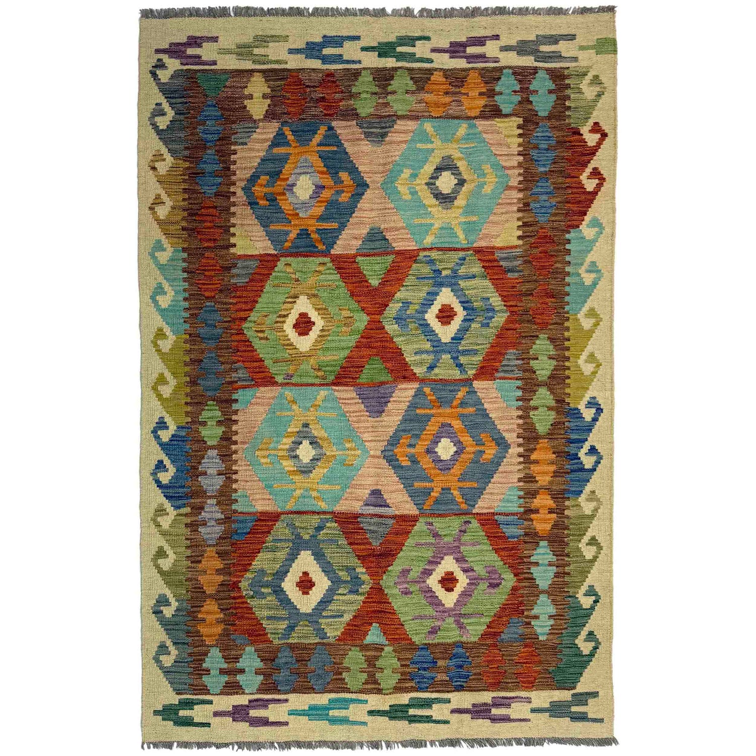 Handmade Vegetable Kelim 4' 0" x 6' 6" (ft) - No. Y39507