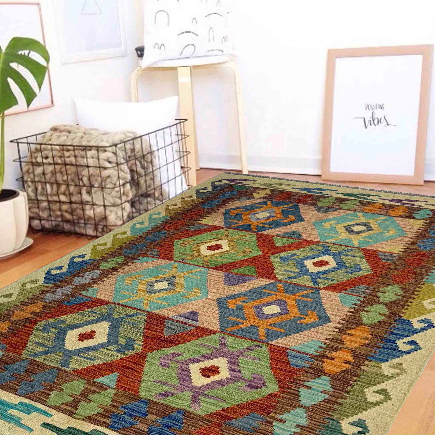 Handmade Vegetable Kelim 4' 0" x 6' 6" (ft) - No. Y39507