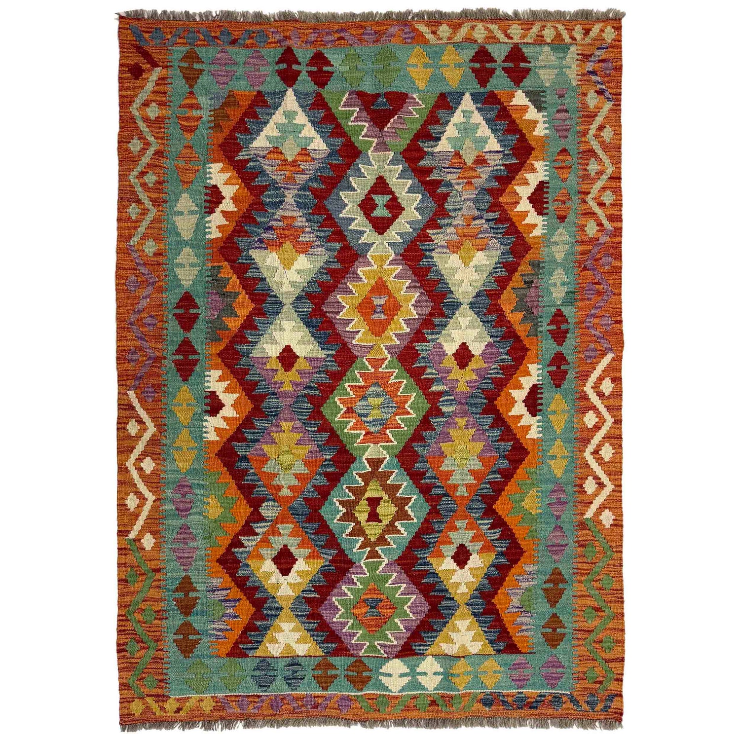 Handmade Vegetable Kilim 4' 4" x 6' 2" (ft) - No. Y39508