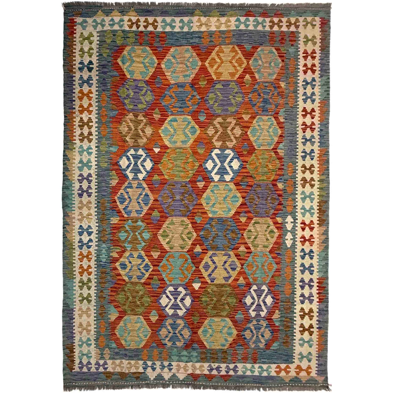 Handmade Vegetable Kilim 5' 9" x 8' 2" (ft) - No. Y39510