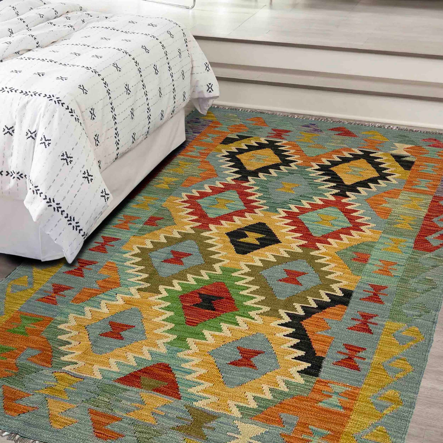 Handmade Vegetable Kelim 4' 0" x 6' 6" (ft) - No. Y39511