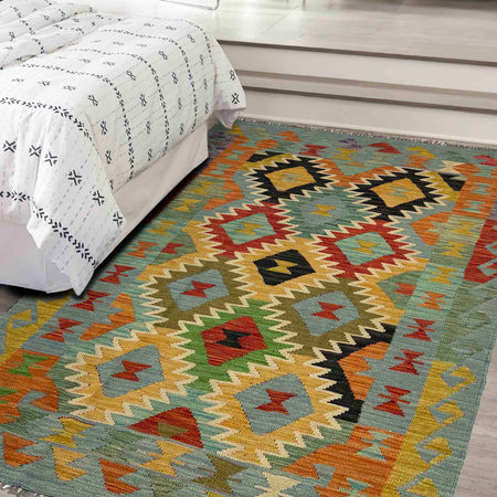 Handmade Vegetable Kelim 4' 0" x 6' 6" (ft) - No. Y39511