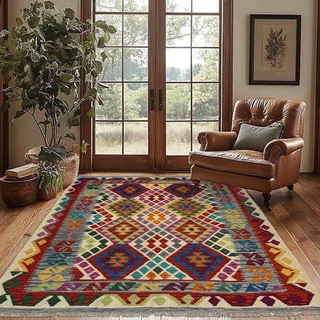 Handmade Vegetable Kilim 4' 2" x 6' 0" (ft) - No. Y39512