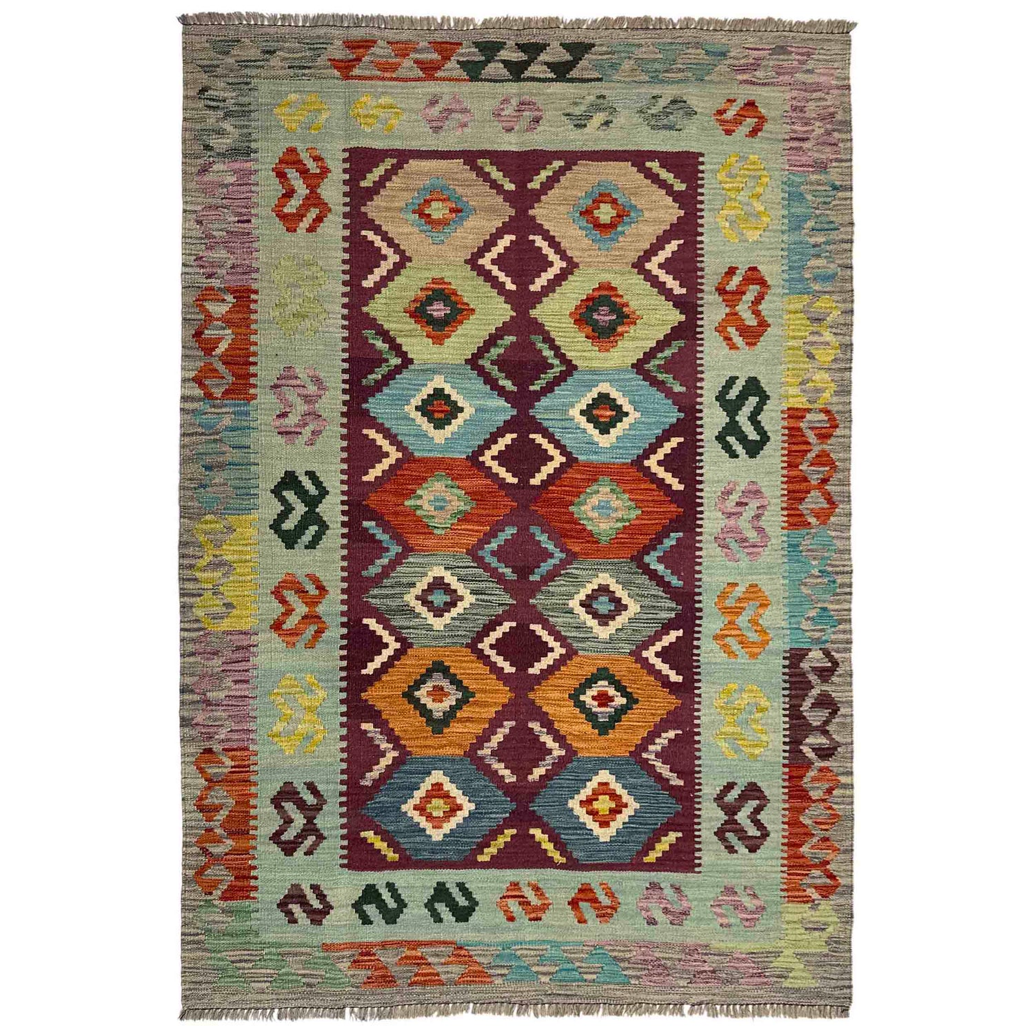 Handmade Vegetable Kelim 3' 9" x 5' 7" (ft) - No. Y39513