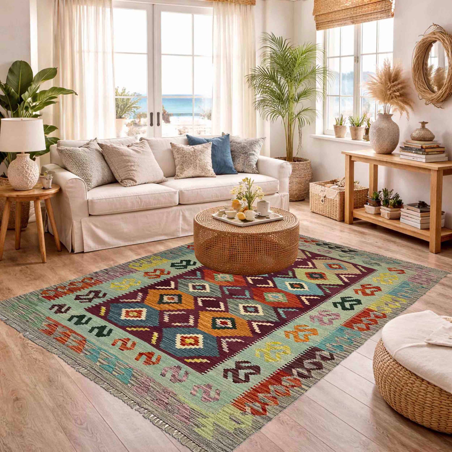 Handmade Vegetable Kelim 3' 9" x 5' 7" (ft) - No. Y39513