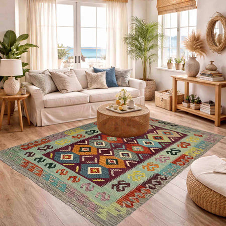 Handmade Vegetable Kelim 3' 9" x 5' 7" (ft) - No. Y39513