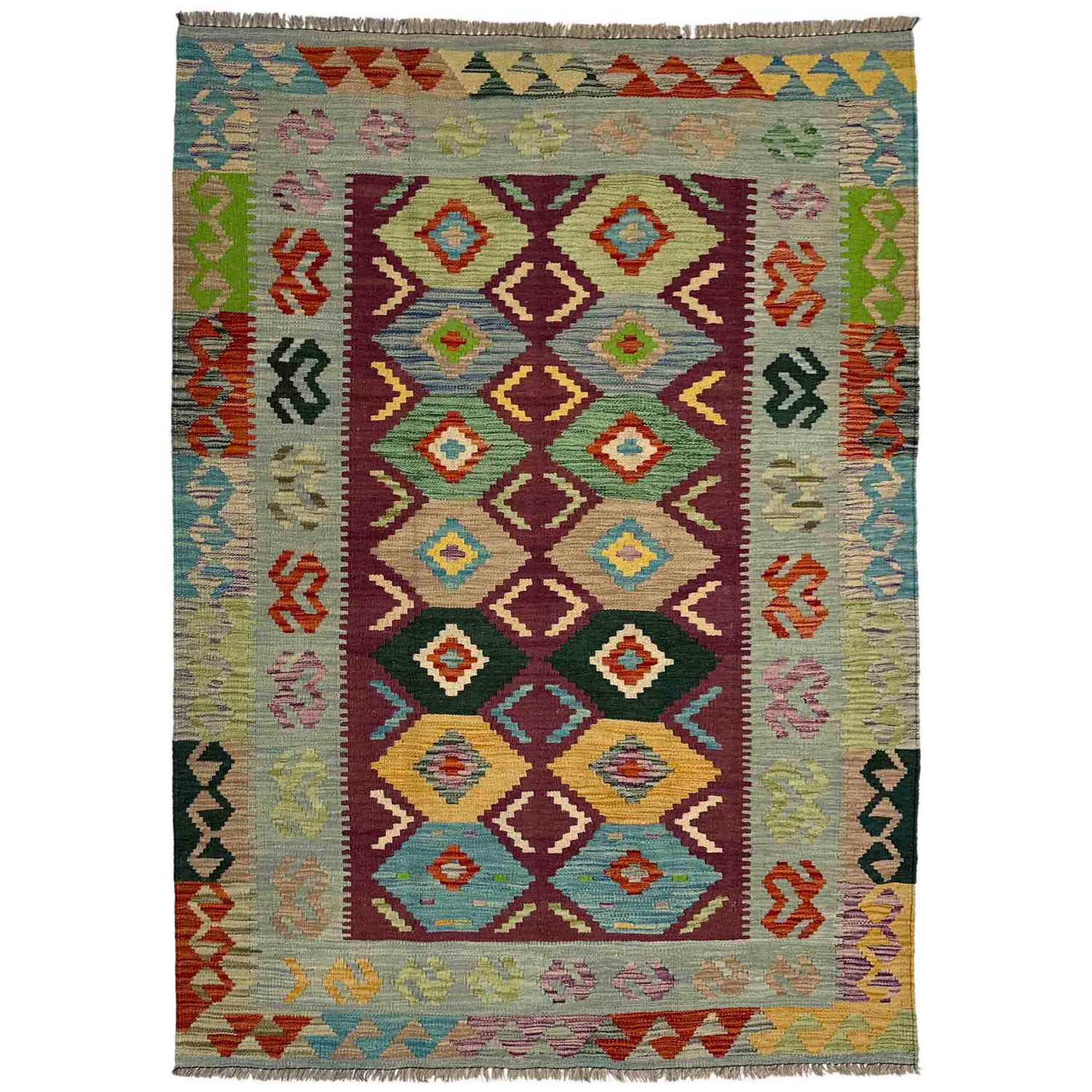 Handmade Vegetable Kilim 3' 10" x 5' 9" (ft) - No. Y39514