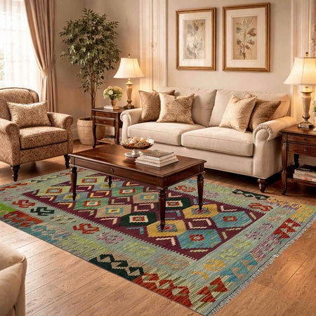Handmade Vegetable Kilim 3' 10" x 5' 9" (ft) - No. Y39514