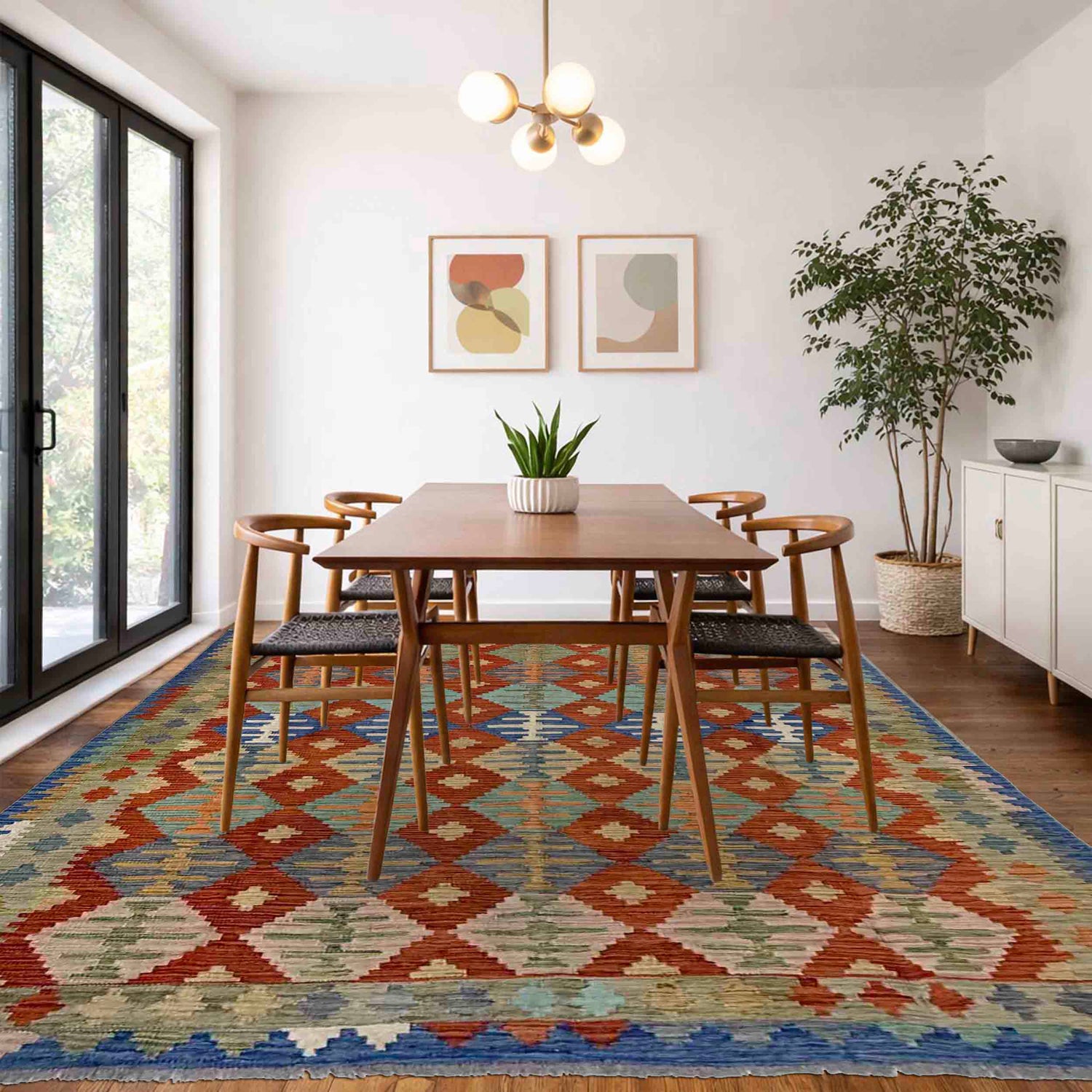 Handmade Vegetable Kelim 5' 8" x 7' 8" (ft) - No. Y39518