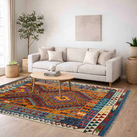 Handmade Vegetable Kelim 4' 3" x 5' 5" (ft) - No. Y39521