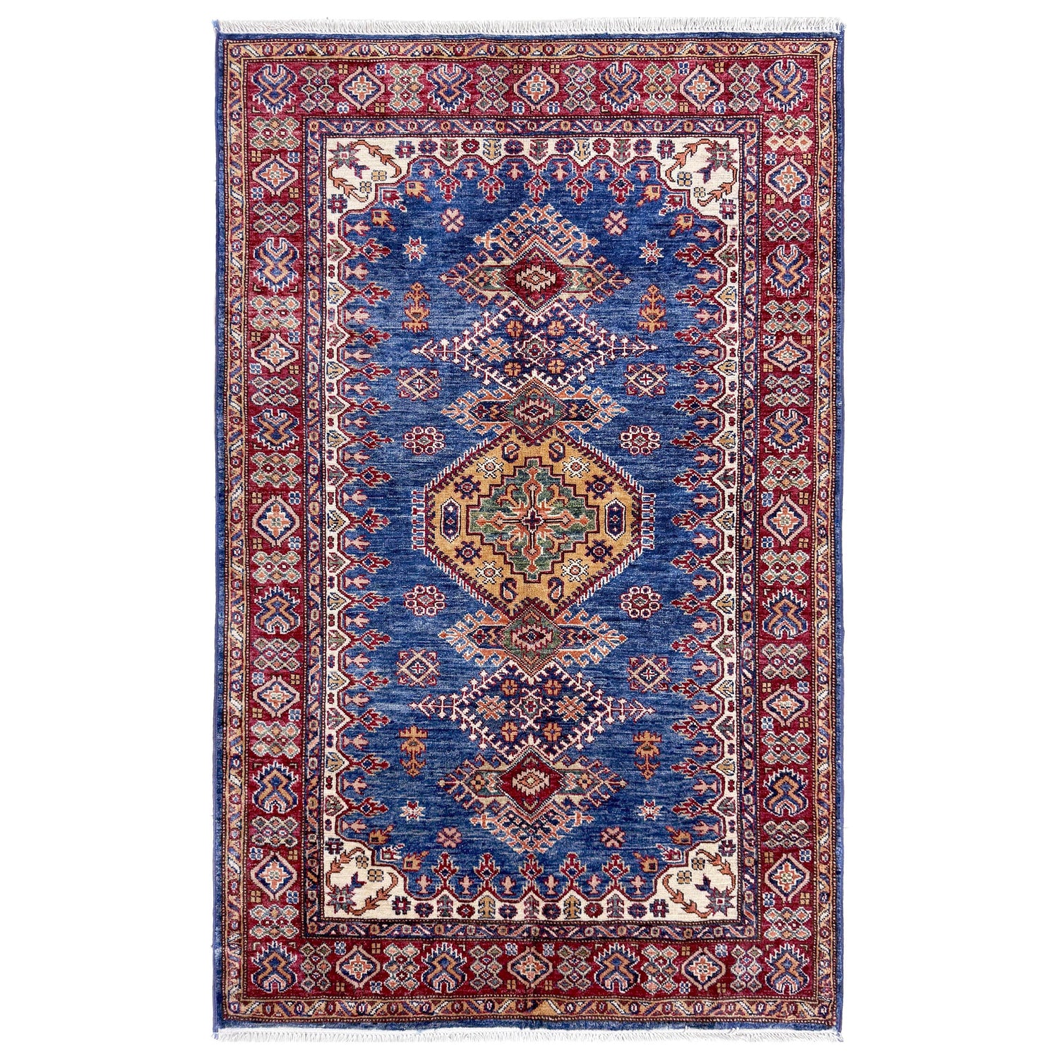 Blue Color Handmade Kazak Rug 3' 11" x 6' 1" (ft) - No. Y39556