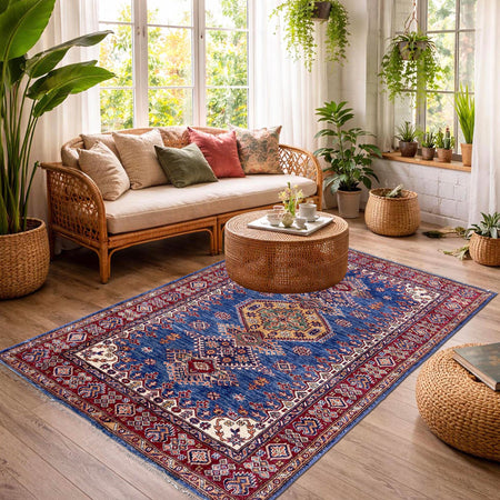 Blue Color Handmade Kazak Rug 3' 11" x 6' 1" (ft) - No. Y39556