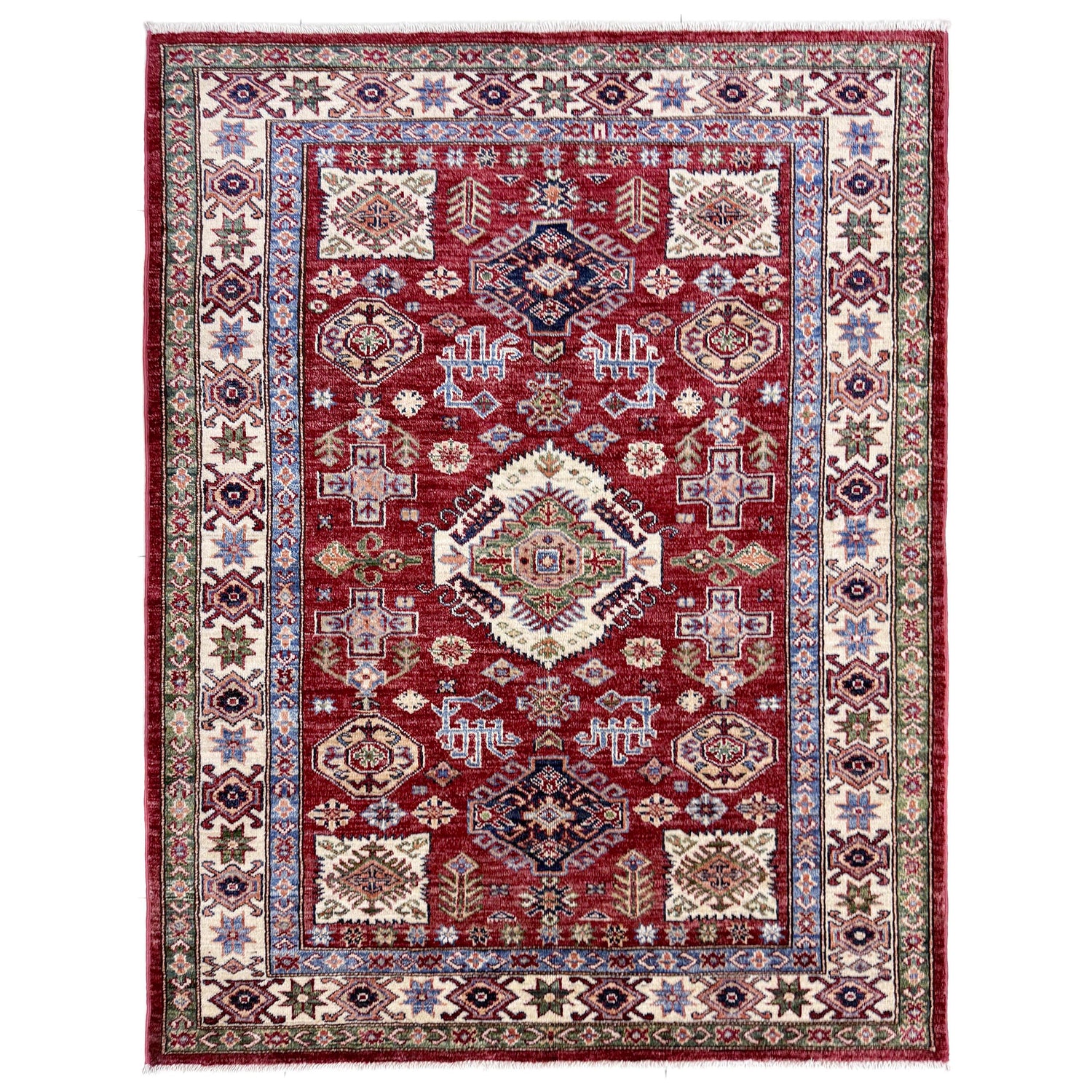 Red Color Handmade Kazak Rug 4' 2" x 5' 11" (ft) - No. Y39557