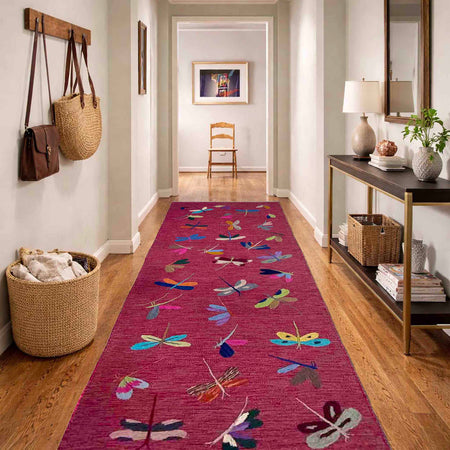 Purple Color Embroidery Flatweave Kilim 2' 11" x 8' 10" (ft)- No. Y39628