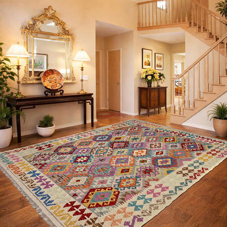 Handmade Vegetable Kilim 6' 1" x 7' 9" (ft) - No. Y39662