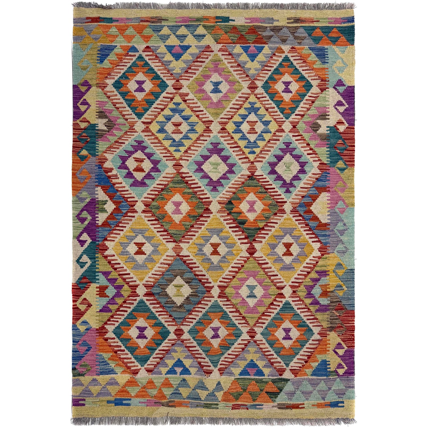 Handmade Vegetable Kilim 4' 2" x 5' 10" (ft) - No. Y39663
