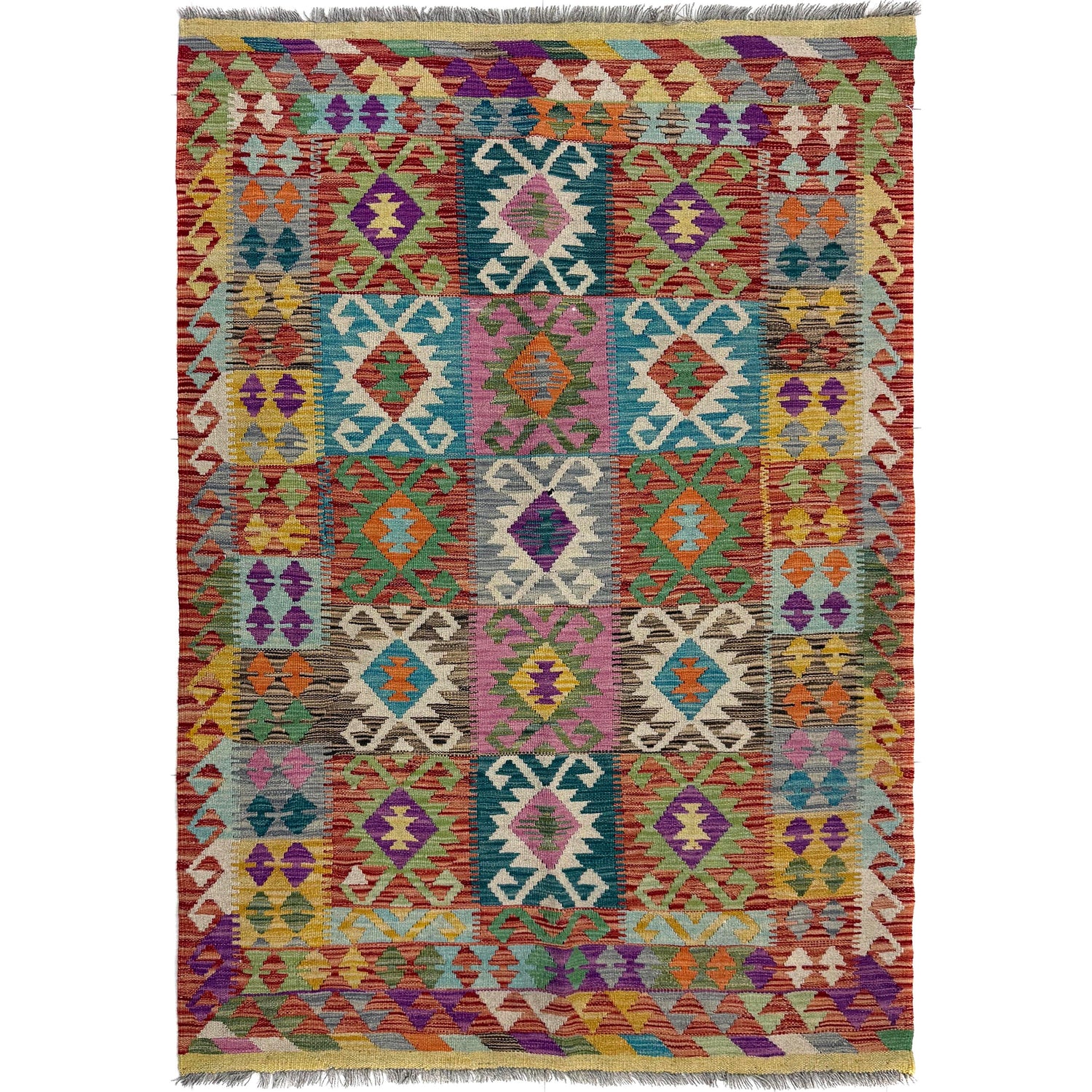 Handmade Vegetable Kelim 4' 2" x 6' 2" (ft) - No. Y39664
