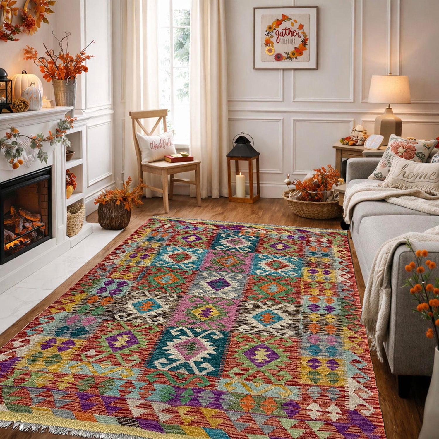 Handmade Vegetable Kelim 4' 2" x 6' 2" (ft) - No. Y39664
