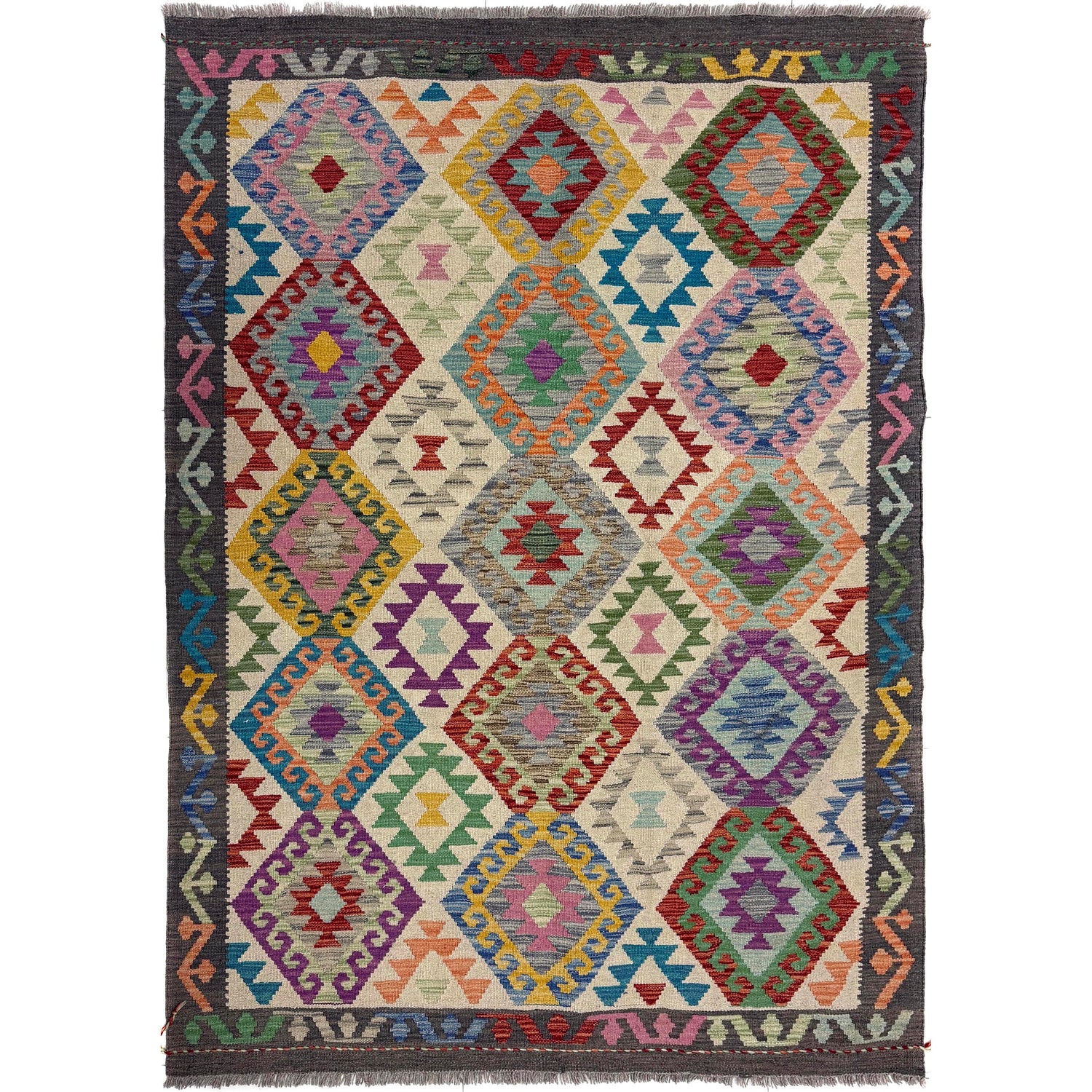 Handmade Vegetable Kelim 4' 11" x 6' 4" (ft) - No. Y39665