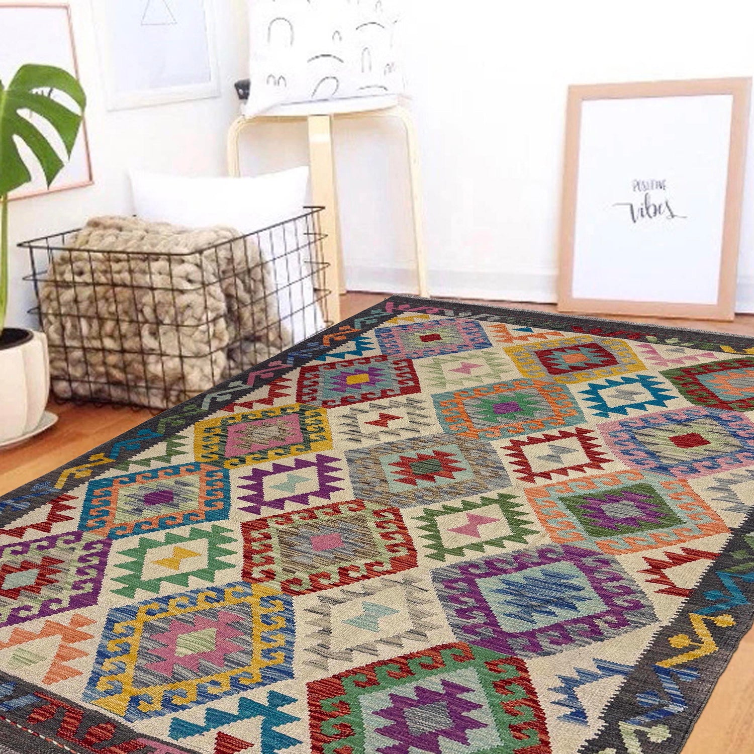 Handmade Vegetable Kelim 4' 11" x 6' 4" (ft) - No. Y39665