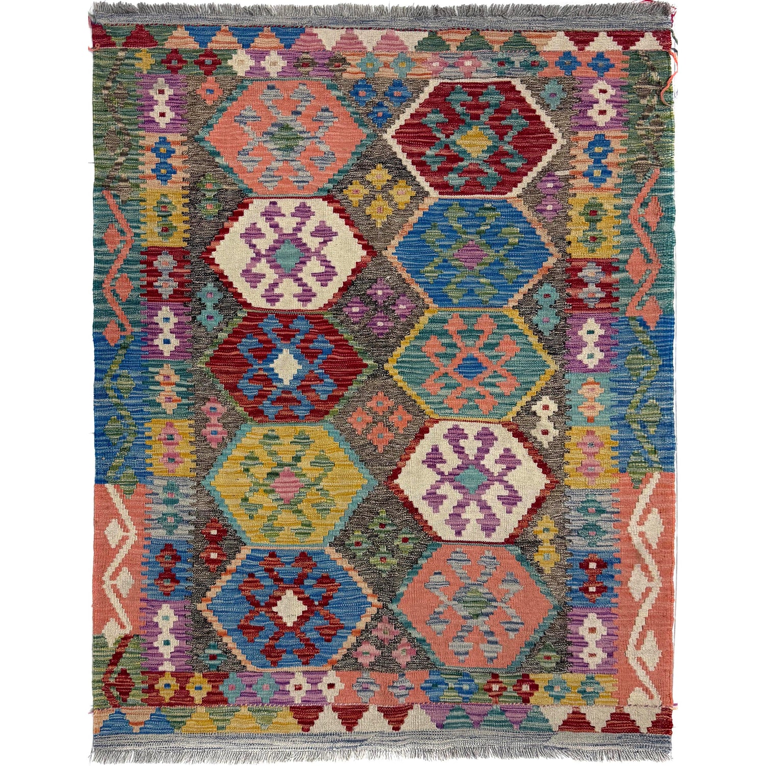 Handmade Vegetable Kelim 4' 0" x 5' 3" (ft) - No. Y39667