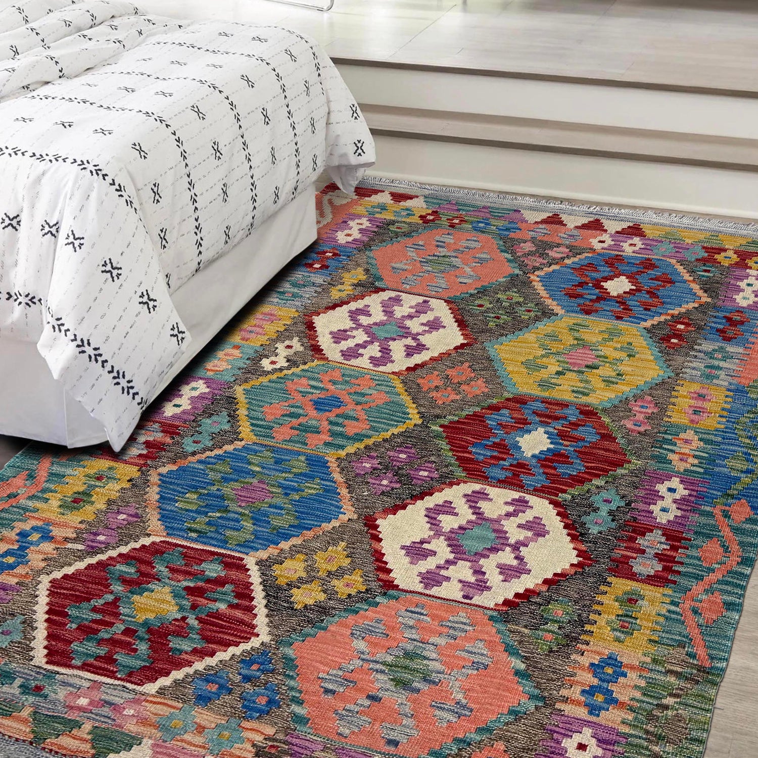 Handmade Vegetable Kelim 4' 0" x 5' 3" (ft) - No. Y39667