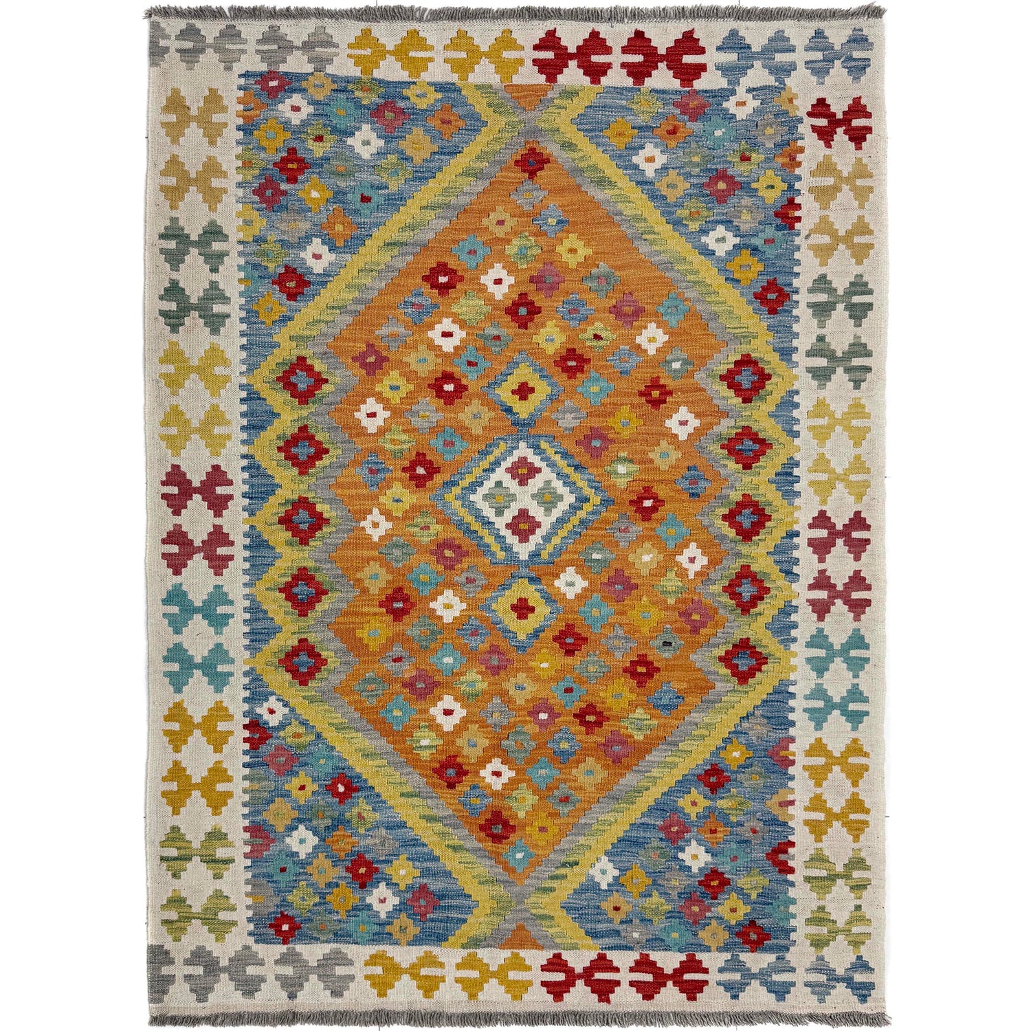 Handmade Vegetable Kilim 4' 1" x 5' 8" (ft) - No. Y39668