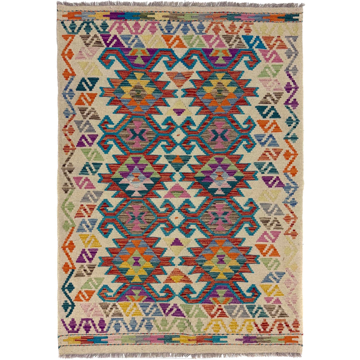 Handmade Vegetable Kilim 4' 2" x 5' 10" (ft) - No. Y39669