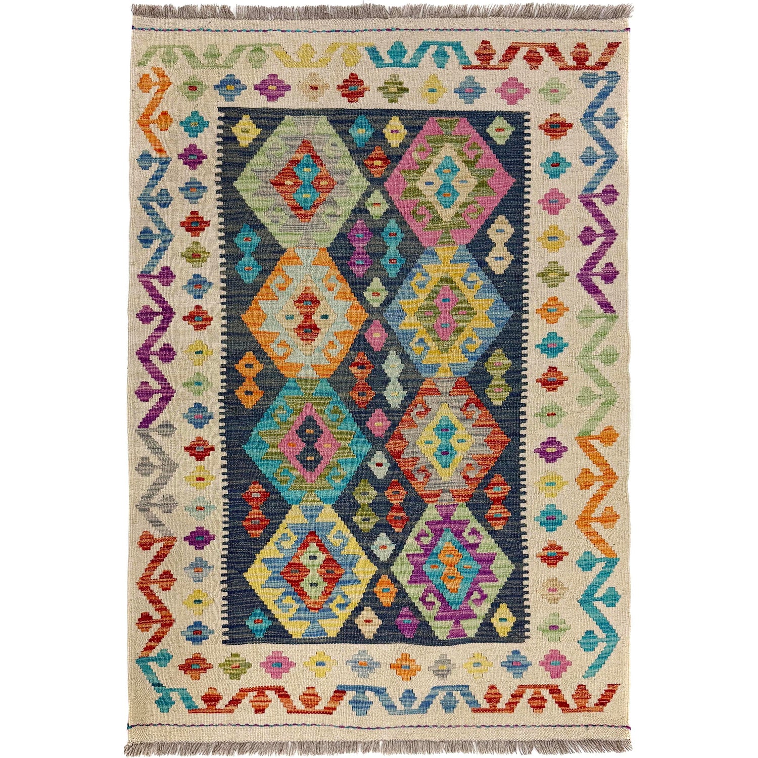 Handmade Vegetable Kelim 3' 3" x 4' 11" (ft) - No. Y39671