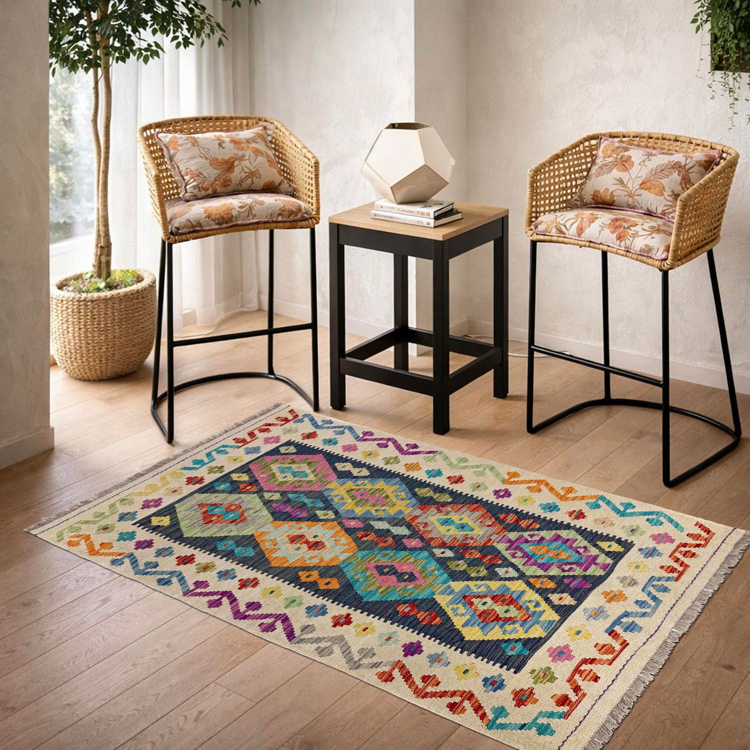 Handmade Vegetable Kelim 3' 3" x 4' 11" (ft) - No. Y39671