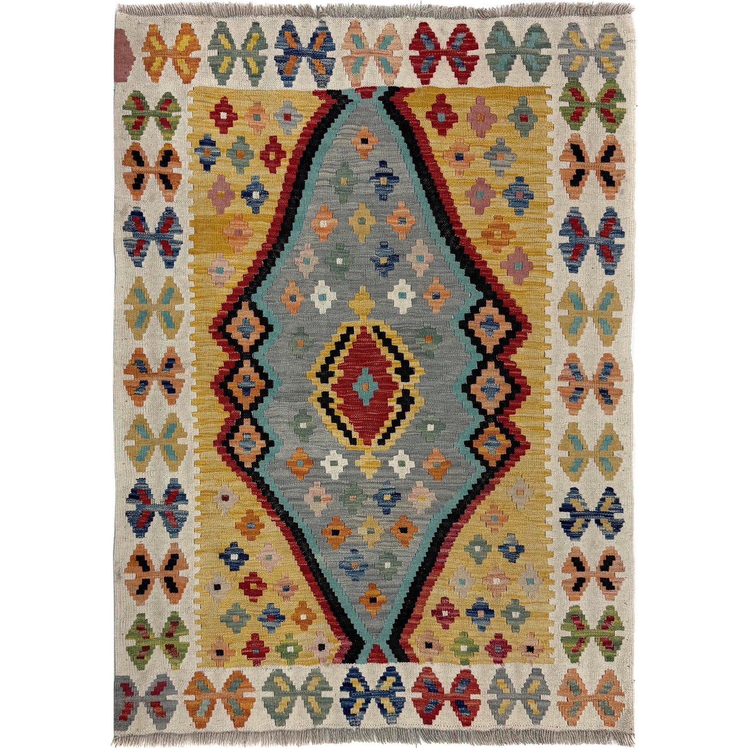Handmade Vegetable Kelim 3' 6" x 4' 9" (ft) - No. Y39673