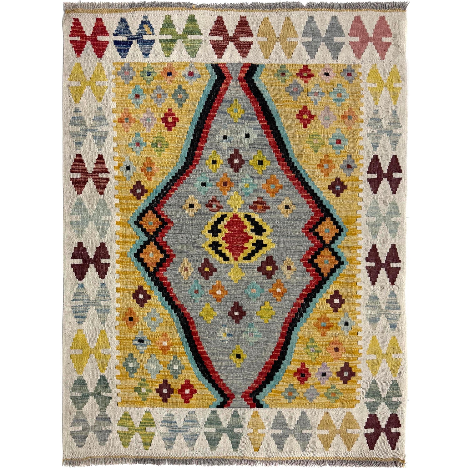 Handmade Vegetable Kelim 3' 5" x 4' 9" (ft) - No. Y39674