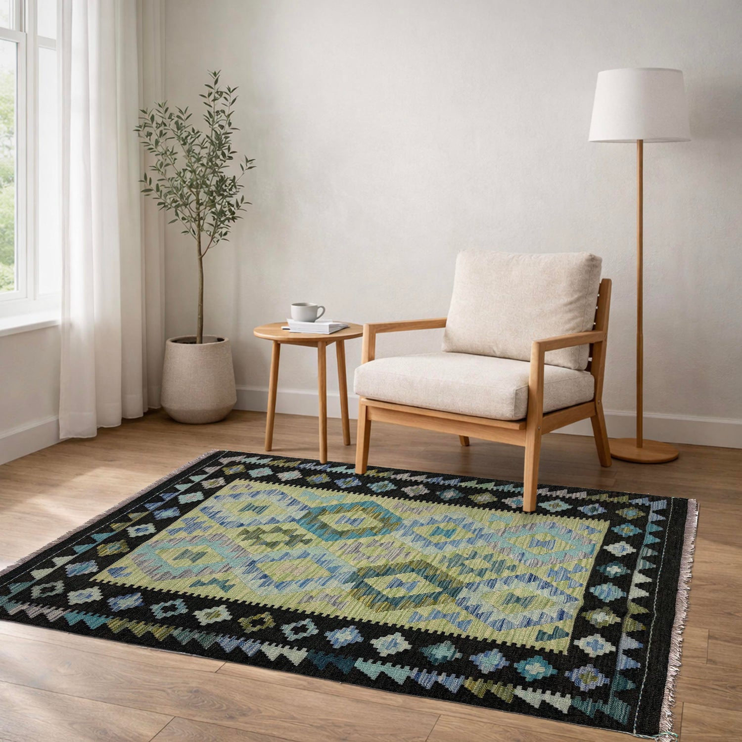 Handmade Vegetable Kelim 3' 5" x 4' 10" (ft) - No. Y39675