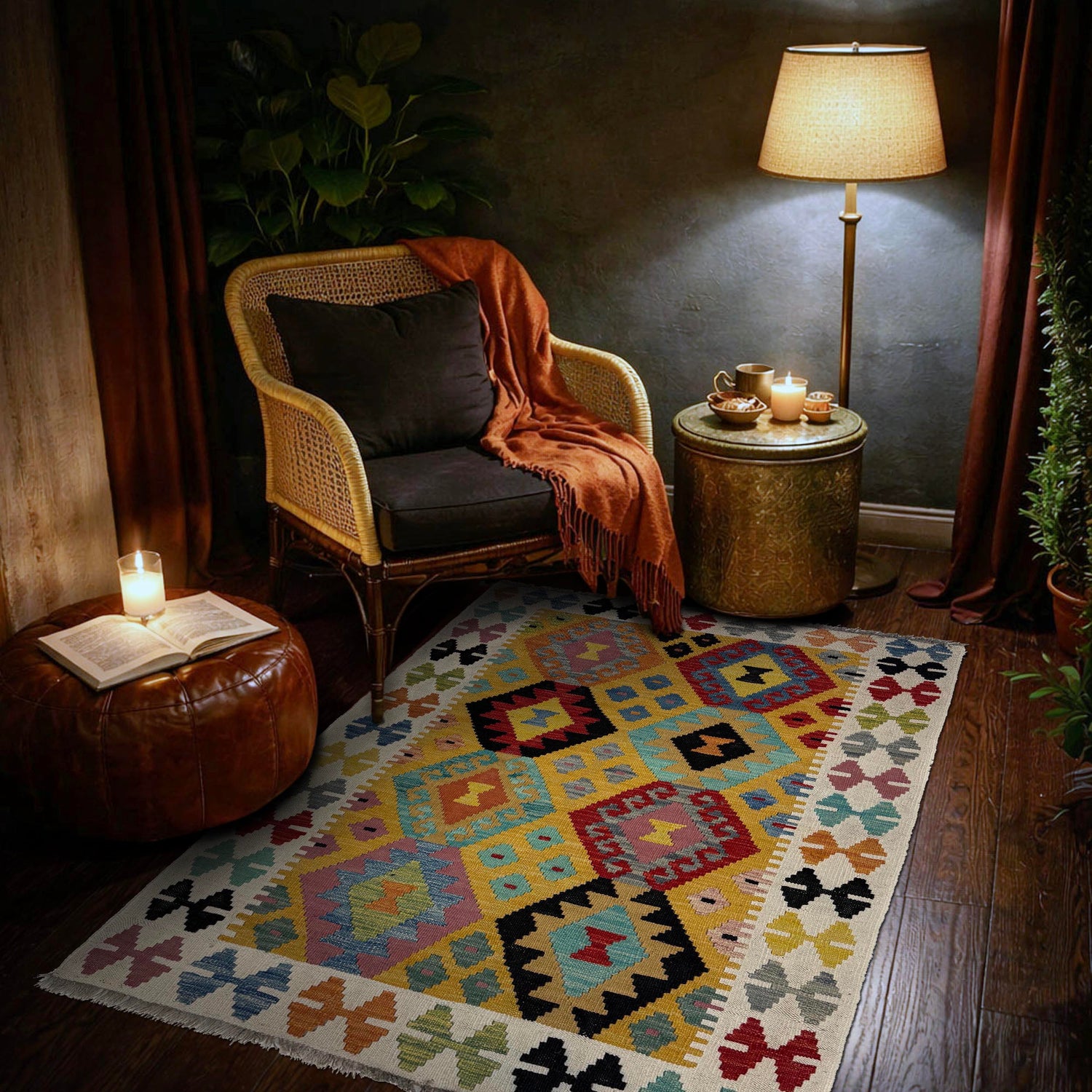 Handmade Vegetable Kelim 3' 7" x 5' 0" (ft) - No. Y39676